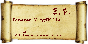 Bineter Virgília névjegykártya