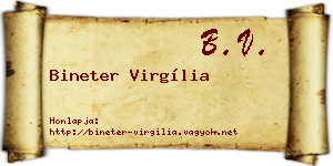 Bineter Virgília névjegykártya